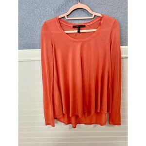 BCBG Orange Scoop Neck Long Sleeve Top
